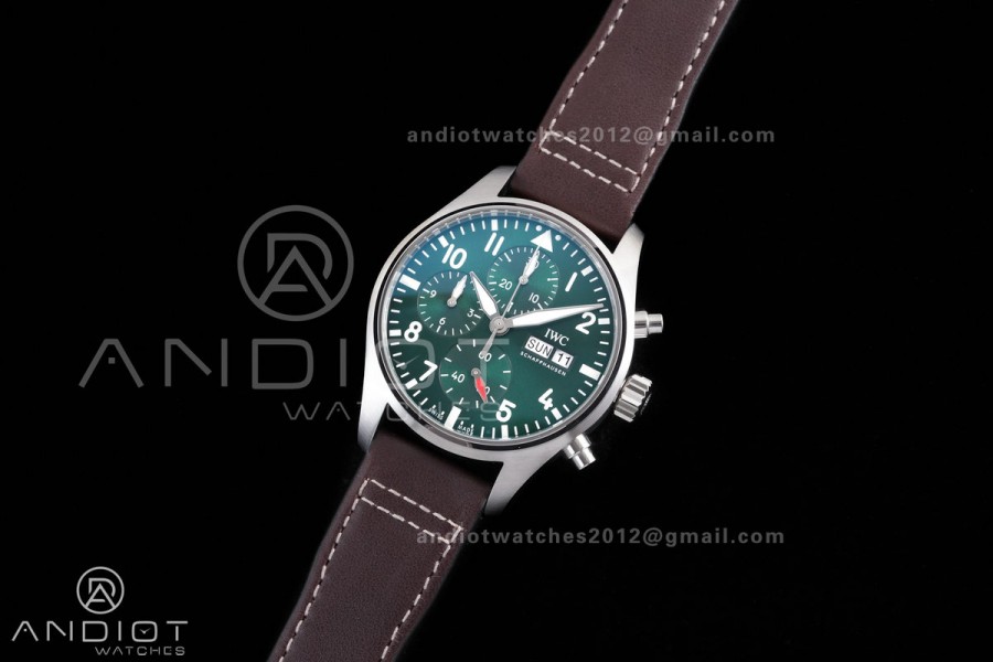 Pilot Chrono IW388103 APSF 1:1 Best Edition Green Dial on Brown Leather Strap SA69385 Super Clone