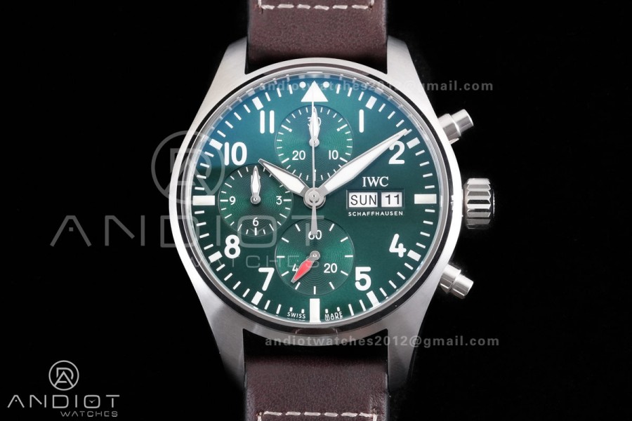Pilot Chrono IW388103 APSF 1:1 Best Edition Green Dial on Brown Leather Strap SA69385 Super Clone