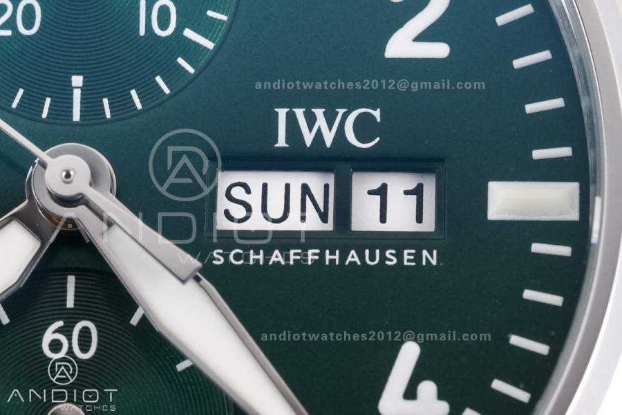 Pilot Chrono IW388103 APSF 1:1 Best Edition Green Dial on Brown Leather Strap SA69385 Super Clone