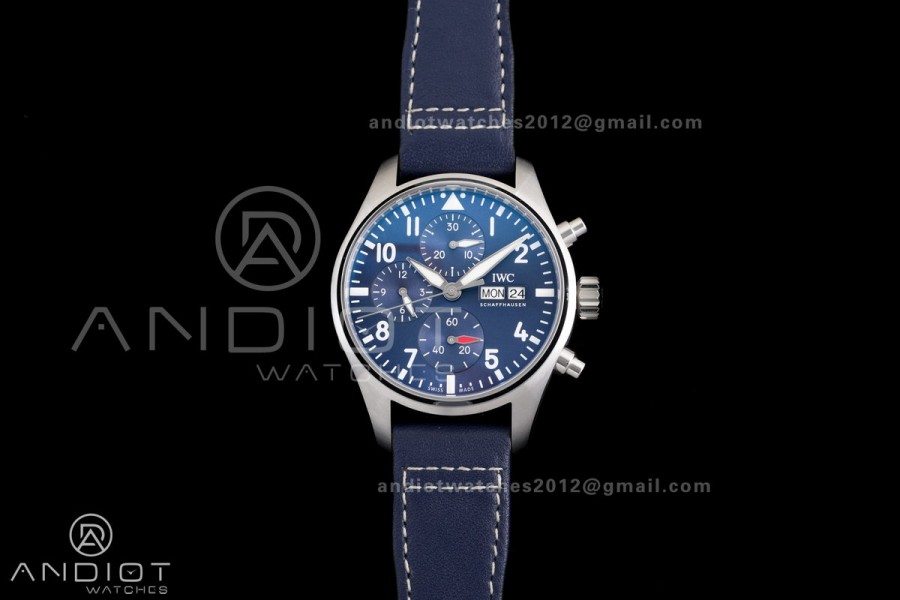 Pilot Chrono IW388101 APSF 1:1 Best Edition Blue Dial on Blue Leather Strap SA69385 Super Clone