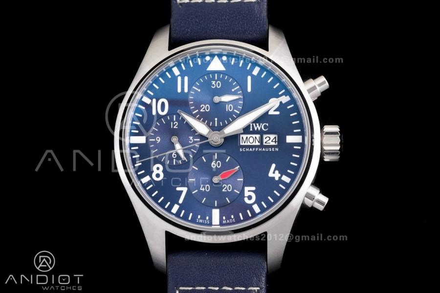 Pilot Chrono IW388101 APSF 1:1 Best Edition Blue Dial on Blue Leather Strap SA69385 Super Clone