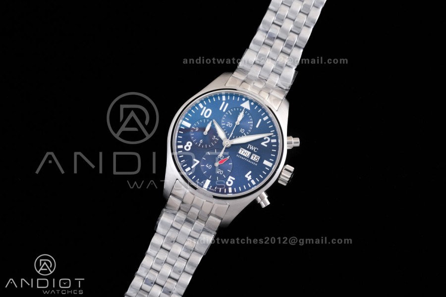 Pilot Chrono IW388102 APSF 1:1 Best Edition Blue Dial on SS Bracelet SA69385 Super Clone
