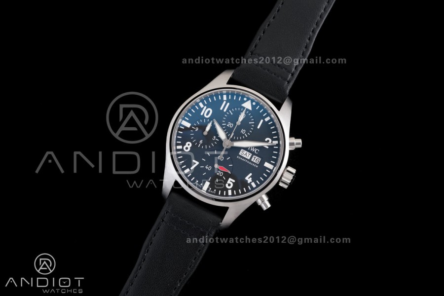 Pilot Chrono IW377709 APSF 1:1 Best Edition Blue Dial on Black Leather Strap SA69385 Super Clone