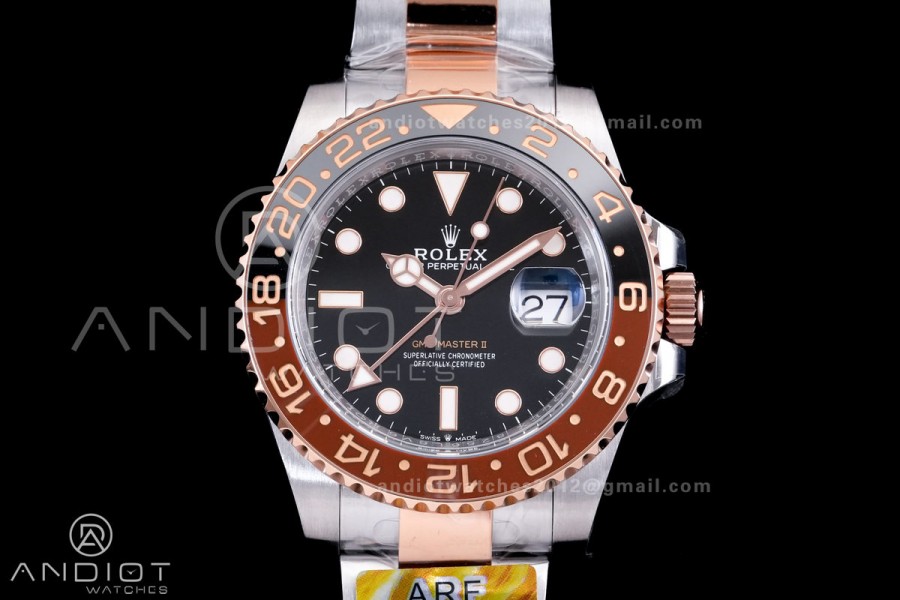 GMT-Master II 126711 CHNR Black/Brown Ceramic ARF Root Beer Best Edition on SS/RG Bracelet DD3285