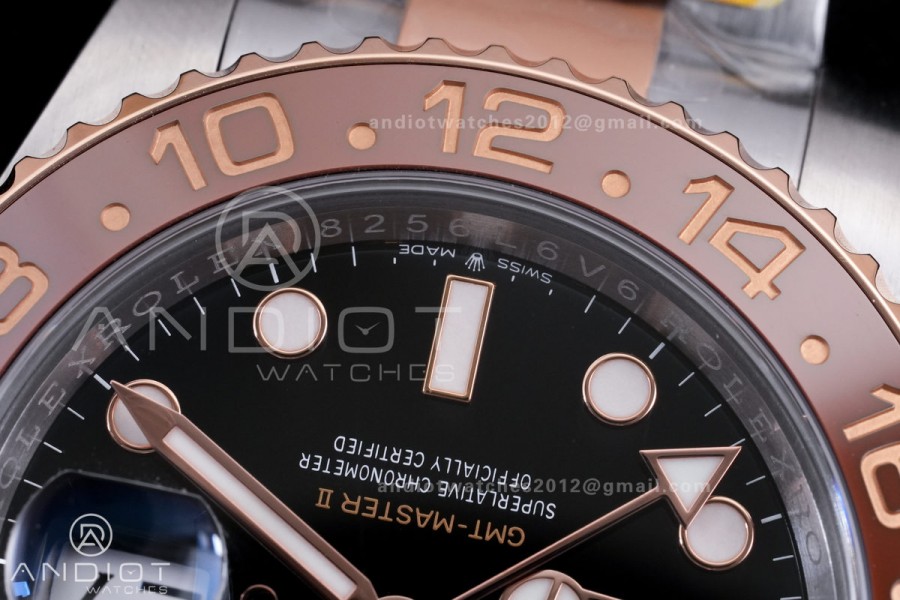 GMT-Master II 126711 CHNR Black/Brown Ceramic ARF Root Beer Best Edition on SS/RG Bracelet DD3285