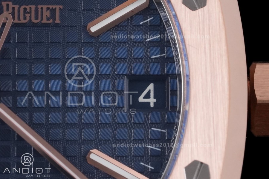 Royal Oak 41mm 15510 RG DDF 1:1 Best Edition Blue Dial on RG Bracelet DD4302 Super Clone (185g Weighted)