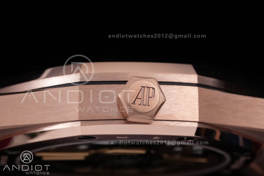 Royal Oak 41mm 15510 RG DDF 1:1 Best Edition Black Dial on RG Bracelet DD4302 Super Clone (185g Weighted)