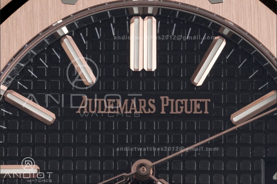 Royal Oak 41mm 15510 RG DDF 1:1 Best Edition Black Dial on RG Bracelet DD4302 Super Clone (185g Weighted)