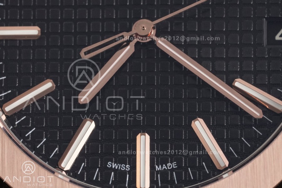 Royal Oak 41mm 15510 RG DDF 1:1 Best Edition Black Dial on RG Bracelet DD4302 Super Clone (185g Weighted)