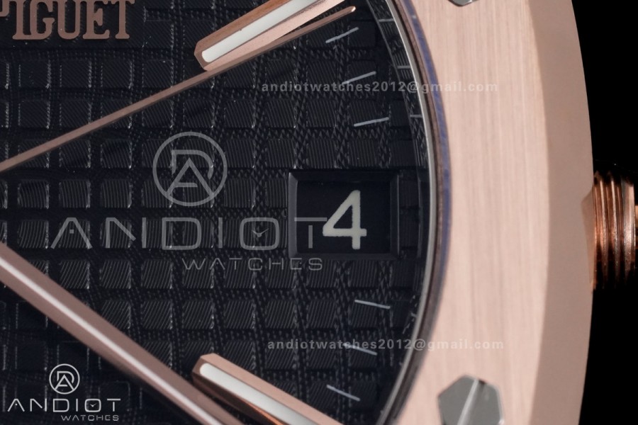 Royal Oak 41mm 15510 RG DDF 1:1 Best Edition Black Dial on RG Bracelet DD4302 Super Clone (185g Weighted)