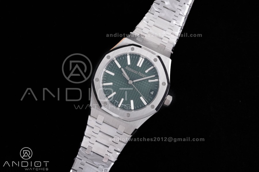 Royal Oak 41mm 15510 SS DDF 1:1 Best Edition Green Dial on SS Bracelet DD4302 Super Clone