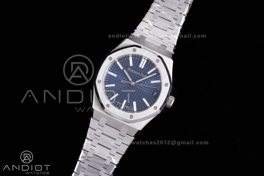 Royal Oak 41mm 15510 SS DDF 1:1 Best Edition Blue Dial on SS Bracelet DD4302 Super Clone