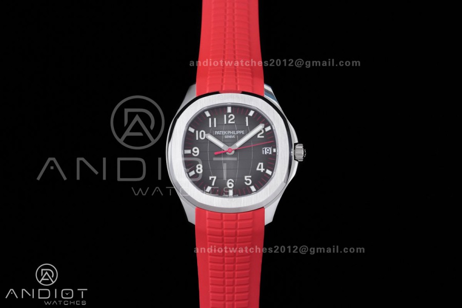 Aquanaut 5167 Singapore SS DDF 1:1 Best Edition Gray Dial on Red Rubber Strap DD330 Super Clone