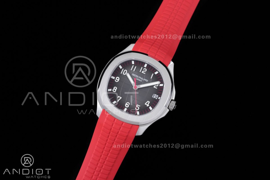 Aquanaut 5167 Singapore SS DDF 1:1 Best Edition Gray Dial on Red Rubber Strap DD330 Super Clone