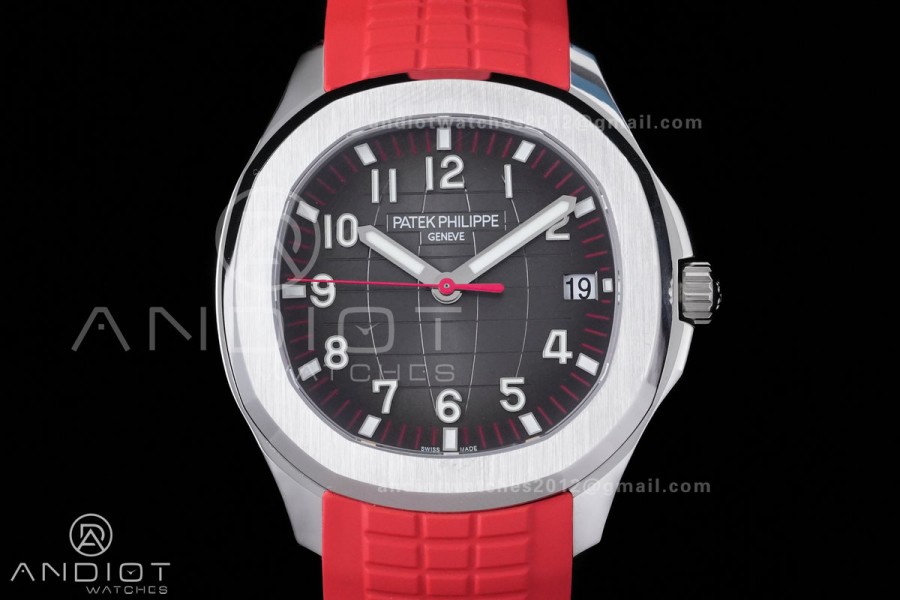 Aquanaut 5167 Singapore SS DDF 1:1 Best Edition Gray Dial on Red Rubber Strap DD330 Super Clone