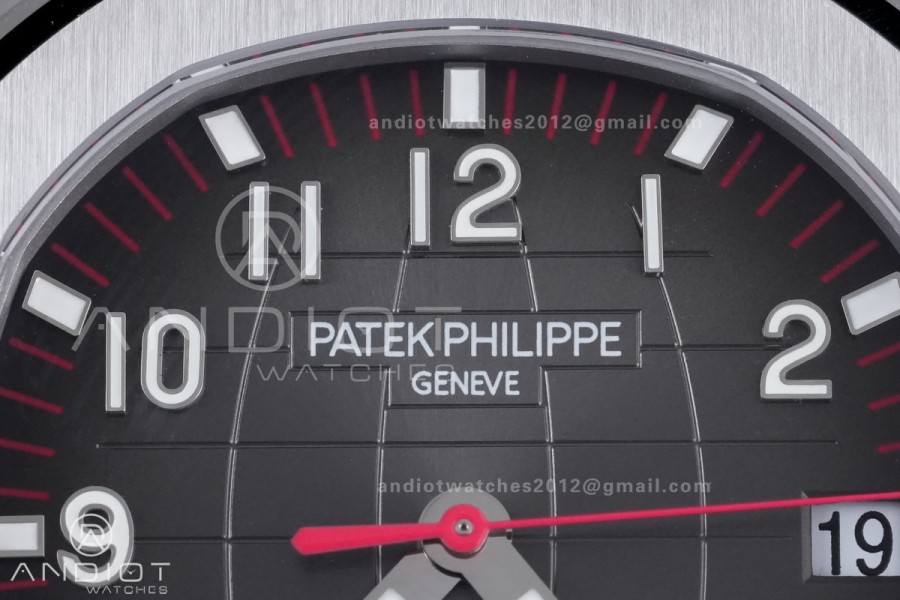 Aquanaut 5167 Singapore SS DDF 1:1 Best Edition Gray Dial on Red Rubber Strap DD330 Super Clone