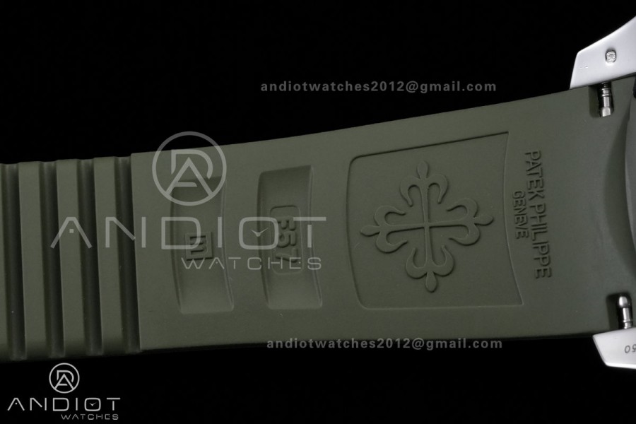 Aquanaut 5168G 42mm SS DDF 1:1 Best Edition Green Dial on Green Rubber Strap DD330 Super Clone (122g Weighted)