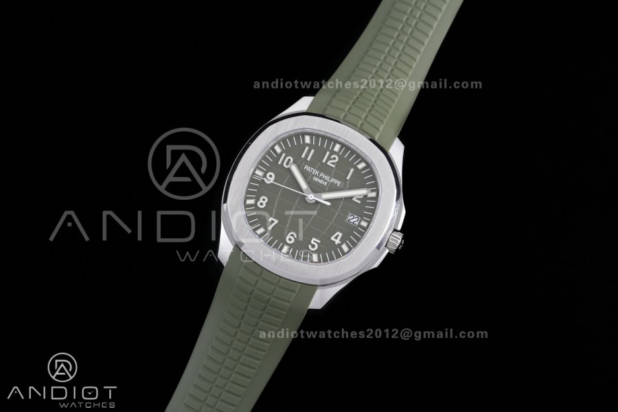 Aquanaut 5168G 42mm SS DDF 1:1 Best Edition Green Dial on Green Rubber Strap DD330 Super Clone (122g Weighted)