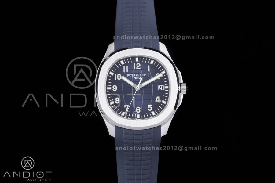 Aquanaut 5168G 42mm SS DDF 1:1 Best Edition Blue Dial on Blue Rubber Strap DD330 Super Clone (122g Weighted)