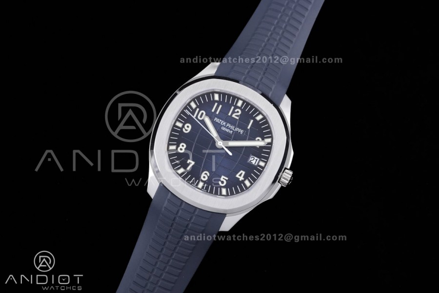 Aquanaut 5168G 42mm SS DDF 1:1 Best Edition Blue Dial on Blue Rubber Strap DD330 Super Clone (122g Weighted)