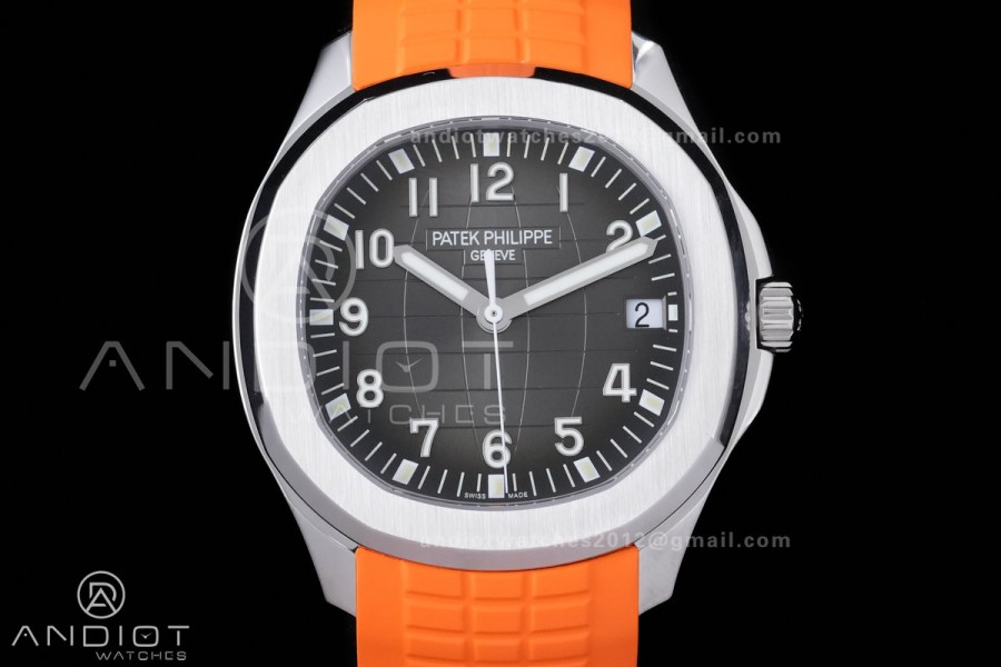 Aquanaut 5167 SS DDF 1:1 Best Edition Gray Dial on Orange Rubber Strap DD330 Super Clone