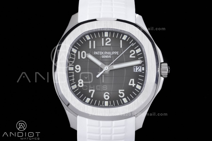 Aquanaut 5167 SS DDF 1:1 Best Edition Gray Dial on White Rubber Strap DD330 Super Clone