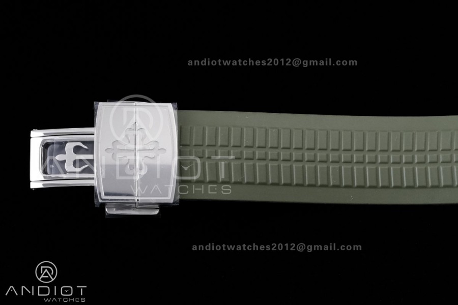 Aquanaut 5167 SS DDF 1:1 Best Edition Gray Dial on Green Rubber Strap DD330 Super Clone