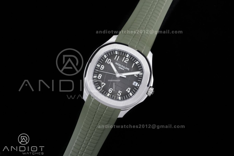 Aquanaut 5167 SS DDF 1:1 Best Edition Gray Dial on Green Rubber Strap DD330 Super Clone
