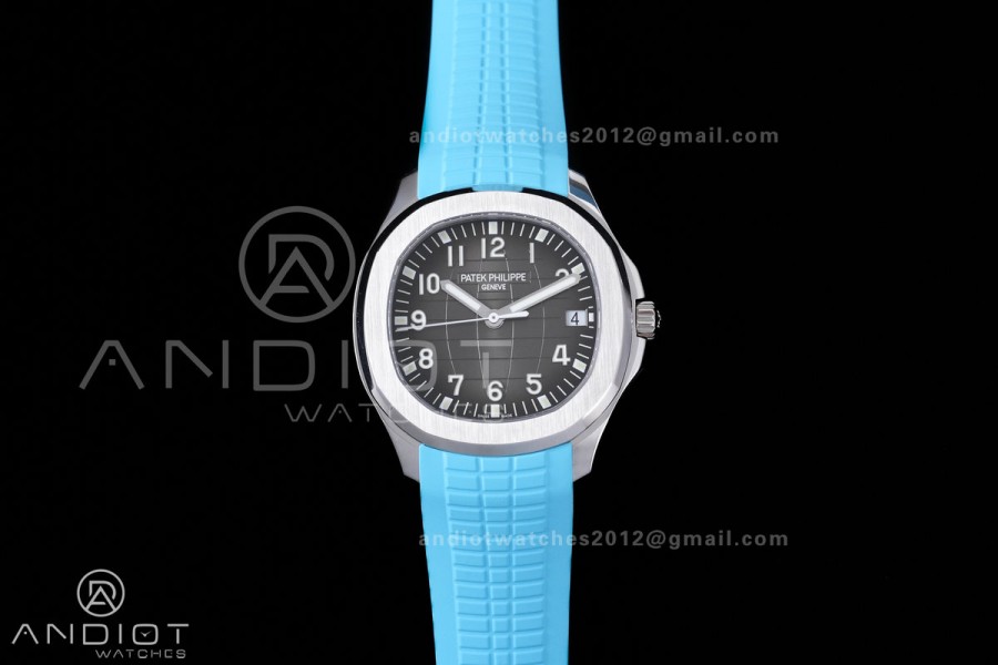 Aquanaut 5167 SS DDF 1:1 Best Edition Gray Dial on Black Baby Blue Strap DD330 Super Clone
