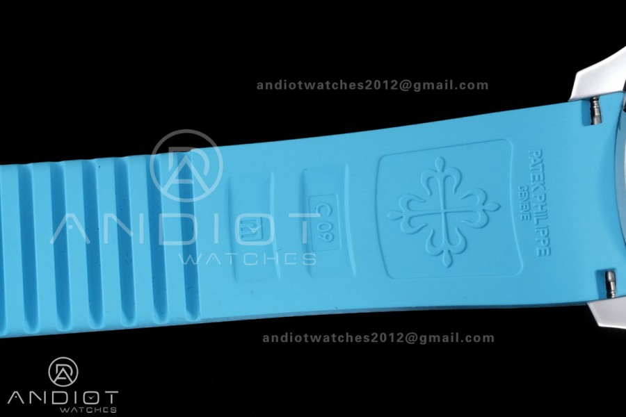 Aquanaut 5167 SS DDF 1:1 Best Edition Gray Dial on Black Baby Blue Strap DD330 Super Clone