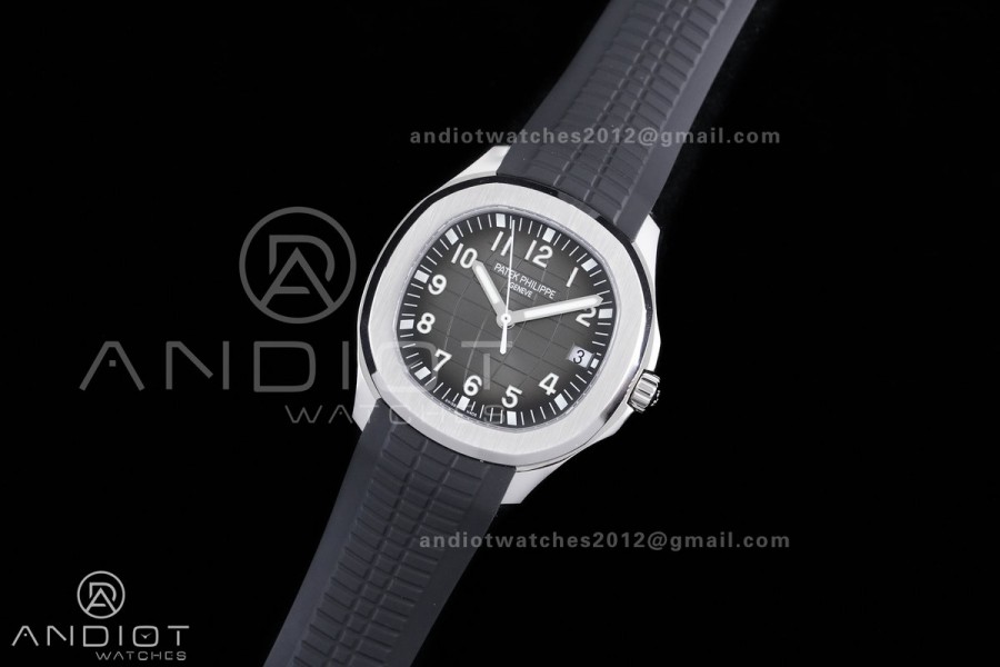 Aquanaut 5167 SS DDF 1:1 Best Edition Gray Dial on Black Rubber Strap DD330 Super Clone