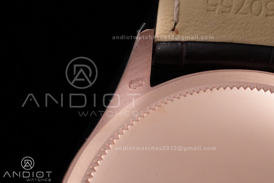 Cellini 50505 RG KZF 1:1 Best Edition White Dial Stick Markers on Brown Leather Strap SA3132