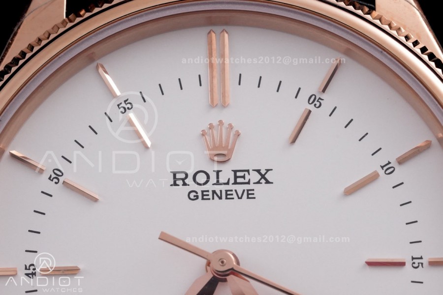 Cellini 50505 RG KZF 1:1 Best Edition White Dial Stick Markers on Brown Leather Strap SA3132