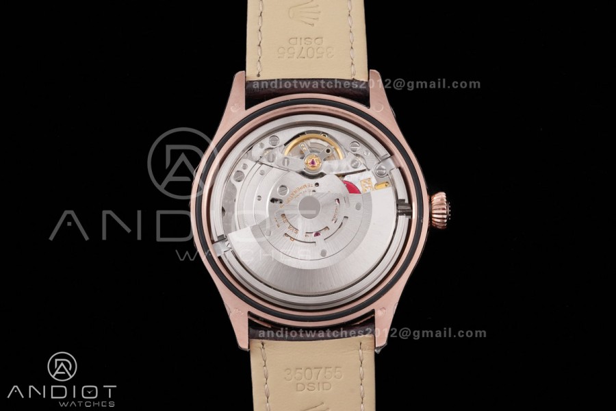 Cellini 50505 RG KZF 1:1 Best Edition White Dial Stick Markers on Brown Leather Strap SA3132