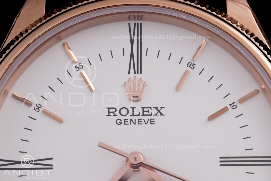 Cellini 50505 RG KZF 1:1 Best Edition White Dial Roma Markers on Brown Leather Strap SA3132