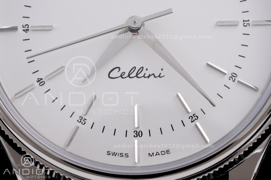 Cellini 50509 SS KZF 1:1 Best Edition White Dial Stick Markers on Black Leather Strap SA3132