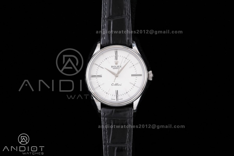 Cellini 50509 SS KZF 1:1 Best Edition White Dial Roma Markers on Black Leather Strap SA3132