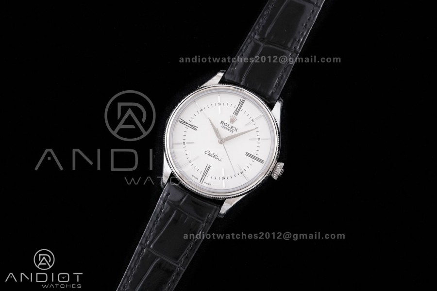 Cellini 50509 SS KZF 1:1 Best Edition White Dial Roma Markers on Black Leather Strap SA3132