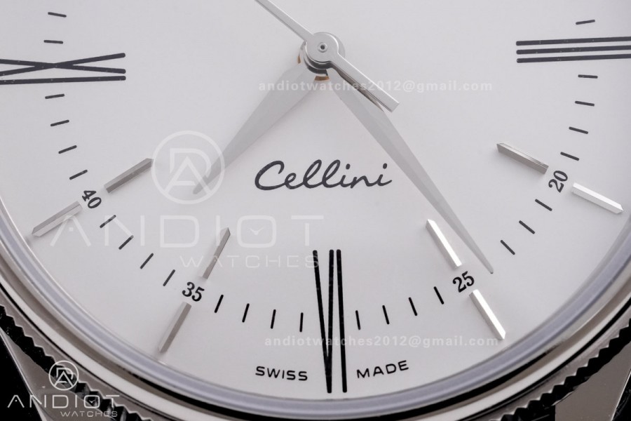 Cellini 50509 SS KZF 1:1 Best Edition White Dial Roma Markers on Black Leather Strap SA3132