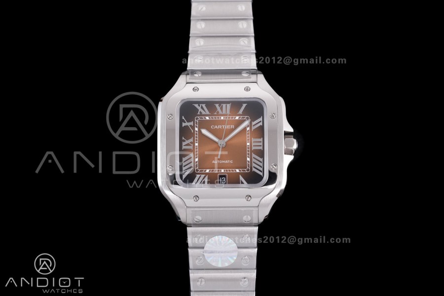 Santos de Cartier 40mm BVF 1:1 Best Edition Brown Dial on SS SmartLinks Bracelet MIYOTA 9015
