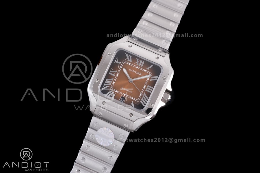 Santos de Cartier 40mm BVF 1:1 Best Edition Brown Dial on SS SmartLinks Bracelet MIYOTA 9015