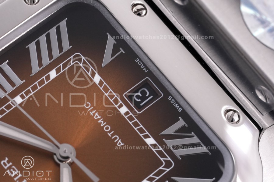 Santos de Cartier 40mm BVF 1:1 Best Edition Brown Dial on SS SmartLinks Bracelet MIYOTA 9015