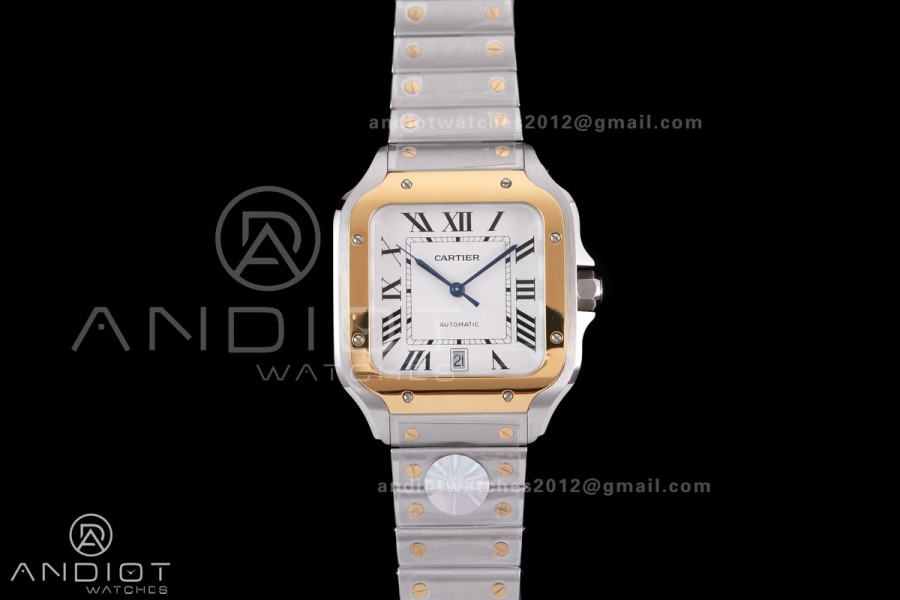 Santos de Cartier 40mm SS/YG 2018 BVF 1:1 Best Edition White Dial on SS/YG SmartLinks Bracelet MIYOTA 9015