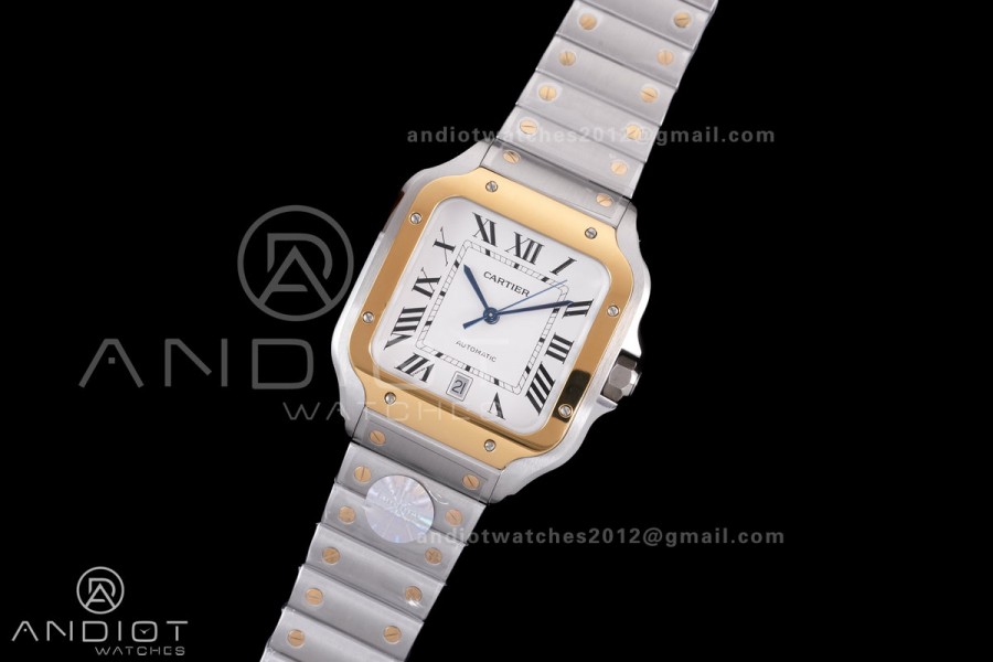 Santos de Cartier 40mm SS/YG 2018 BVF 1:1 Best Edition White Dial on SS/YG SmartLinks Bracelet MIYOTA 9015