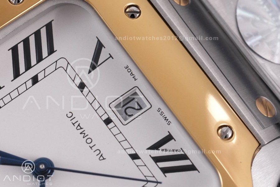 Santos de Cartier 40mm SS/YG 2018 BVF 1:1 Best Edition White Dial on SS/YG SmartLinks Bracelet MIYOTA 9015