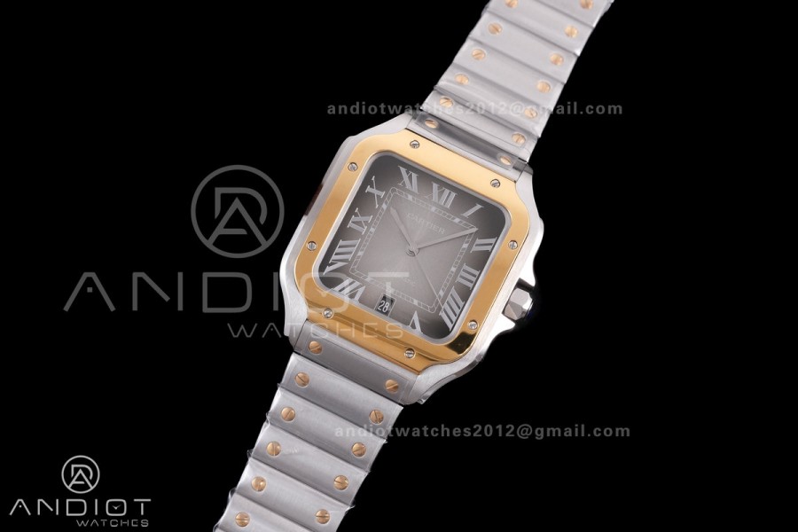 Santos de Cartier 40mm SS/YG BVF 1:1 Best Edition Gray Dial on SS/YG SmartLinks Bracelet MIYOTA 9015