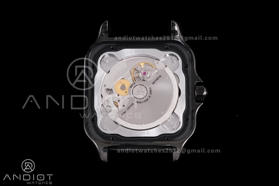 Santos de Cartier 40mm PVD BVF 1:1 Best Edition Black Dial on Rubber Strap MIYOTA 9015