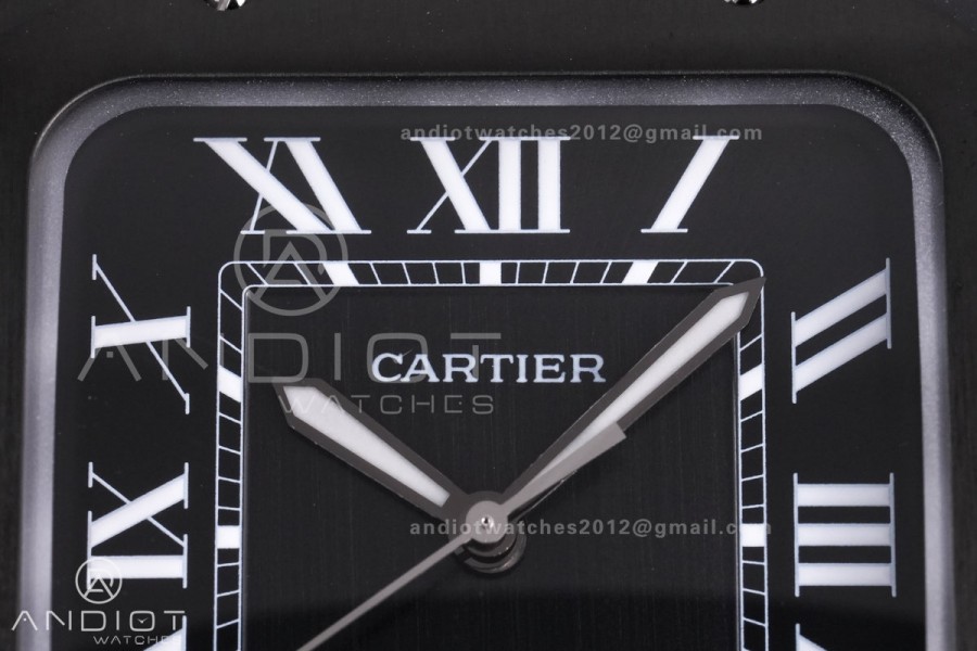 Santos de Cartier 40mm PVD BVF 1:1 Best Edition Black Dial on Rubber Strap MIYOTA 9015