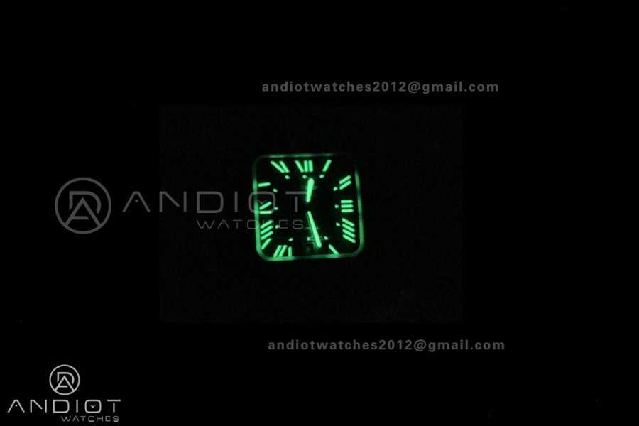 Santos de Cartier 40mm PVD BVF 1:1 Best Edition Black Dial on Black Leather Strap MIYOTA 9015
