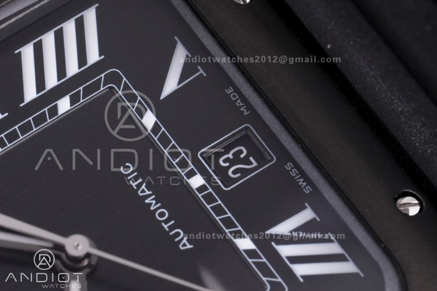Santos de Cartier 40mm PVD BVF 1:1 Best Edition Black Dial on Rubber Strap MIYOTA 9015